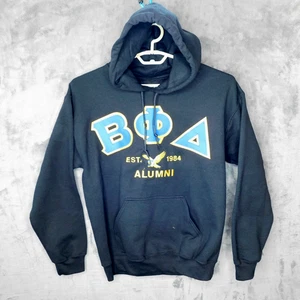 Beta Phi Delta Hoodie Men's M BLack Pullover Fraternity Sorority Greek College - Picture 1 of 7