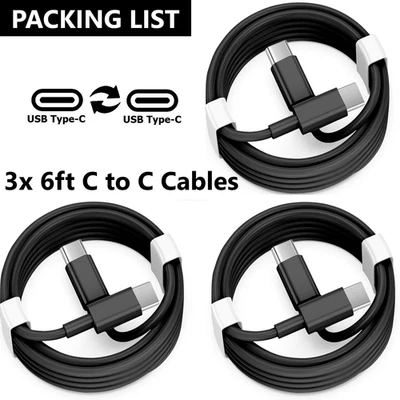 3 Pack C 6ft Fast Charger Cable USB White Black Cord For iPhone 15 16 17 Pro Max - Image 1 of 4