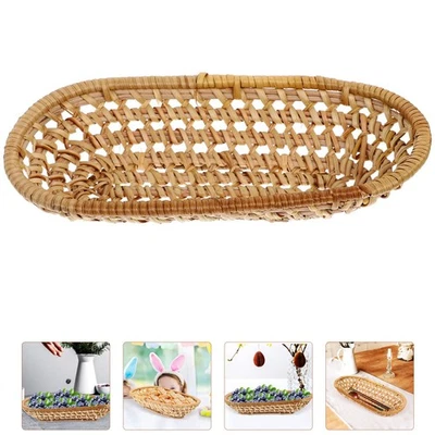  Rattan Woven Storage Basket Handmade Knitting Plate-basket Autumn - Image 1 of 4