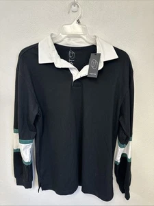 Camisa Polo de Rugby Negra Mediana de Uso Original Para Hombres Manga Larga Negra Verde - Imagen 1 de 5
