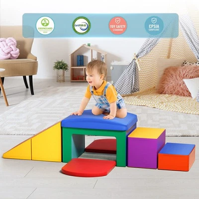 Kids 6-Piece Climb and Crawl Activity Play Set Safe Foam Blocks Soft Climber - Image 1 of 4
