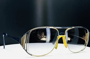 VTG TURA 8751 NAV Unisex Gold Blue Retro Aviator Full Rim Eyeglasses FRAMES ONLY - Picture 1 of 6