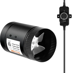Black 4" Inline Grow Tent Fan - 106 CFM, Speed Controller Included - Picture 1 of 7