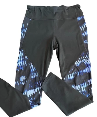 Leggings activos GAP FIT talla mediana verdaderos negros y azules tie-dye con cordón Foto 1 de 4