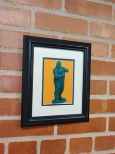 Impresión artística enmarcada Bam Bam Bigelow de colección de lucha libre WWF plástico verde hombre del ejército - Imagen 1 de 1