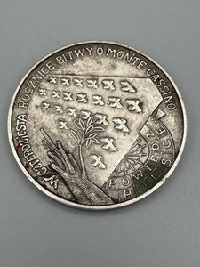 WWII Battle of Monte Cassino Medal Poland 1944-1984, 40th Anniversary Eagle 2.5" - Picture 1 of 8