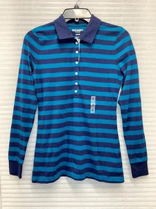 Camisa polo Old Navy para mujer manga larga azul a rayas | Nueva con etiquetas | Talla XS - Imagen 1 de 12