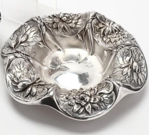 Mauser Jugendstil Sterlingsilber Repousse Hohlgeschirr 10 in Servierschale 10 oz - Bild 1 von 23