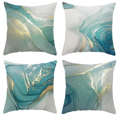 Green Abstract Ink Pillow Cover 18x18 Inch Pack of 2 Comfy Cotton Polyester - Image 1 of 4