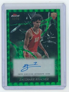 2024 -25 Topps Finest Zaccharie Risacher Rookie Green Geometric Auto Ref 22/75 - Picture 1 of 2