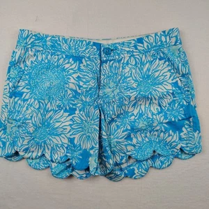 Lilly Pulitzer Shorts Damen 0 Arielle blau Buttercup kurz Blumen gewellter Saum - Bild 1 von 10