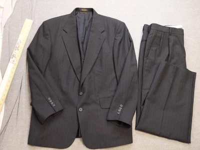 Traje Barrington Para Hombres 42 Corto Negro Rayas 2 Piezas Chaqueta Pantalones Mezcla Lana Foto 1 de 4