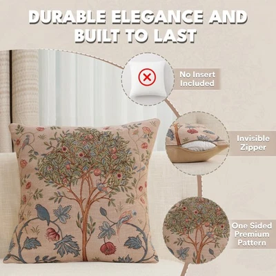 Throw Pillow Cover - William Morris - Kelmscott Tree Beige - 19x19 in Cushion - Image 1 of 4