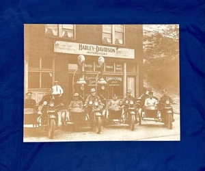 Vtg Harley Davidson Biker Cops Sepia Old Photo Print Poster Advertising 14 X 10 - Picture 1 of 3