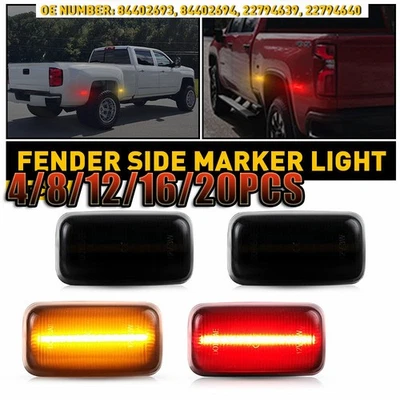 For Chevy Silverado 2500 3500HD Dually Bed 15+  SMOKE LED Side Marker Light2-10x - Image 1 of 4