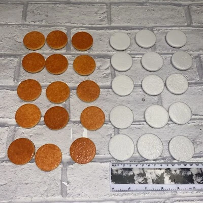 Vintage checkers Games porcelain White Orange #4 - Image 1 of 4