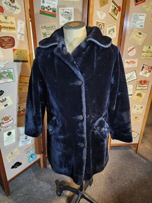 Abrigo negro de piel sintética Borgana de colección años 60 mod talla 18 etiqueta Union detalles de cuero  Foto 1 de 4