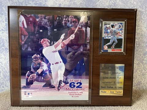 Mark MCGWIRE 62nd HR PHOTO PLAQUE Baseball Card & Stats CARDINALS Cover