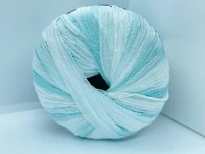 Memento - Berlini Ribbon Yarn #175 Aquatic - White, Aqua - 50gr 88yds - Picture 1 of 4