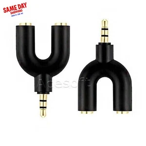 3.5mm to 2 x 3.5mm Splitter Stereo Audio Adapter Dual 3.5mm Headphone Connector - Picture 1 of 3