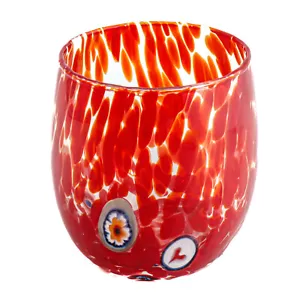 Murano Glas Trinkflasche Glas Bauchige Rot Blau Multi Handgemacht Millefiori - Bild 1 von 5