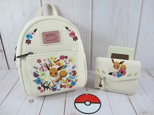 Mochila y billetera floral Loungefly Pokemon Eevee Eeveelutions ~ Nuevo con etiquetas con defecto - Imagen 1 de 12