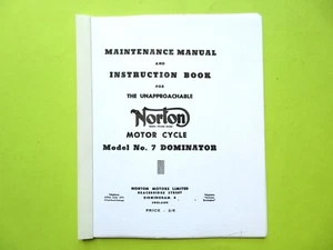 NORTON MODEL 7 DOMINATOR OWNERS MANUAL HANDBOOK (COPY) - Picture 1 of 6