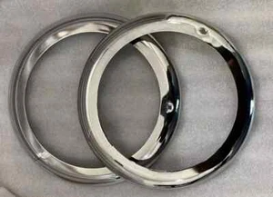 For Willys 46-53 CJ 2A CJ 3A Jeeps Headlight Outer Bezel Pair Chrome Plated - Picture 1 of 2