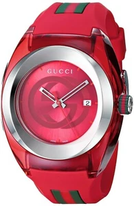 GUCCI SYNC XXL YA137103 Red Rubber Strap 46mm Unisex Watch - Picture 1 of 15