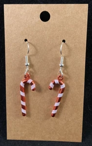 Christmas Candy Cane Earrings - Dangle - Holiday - Handmade - Picture 1 of 5