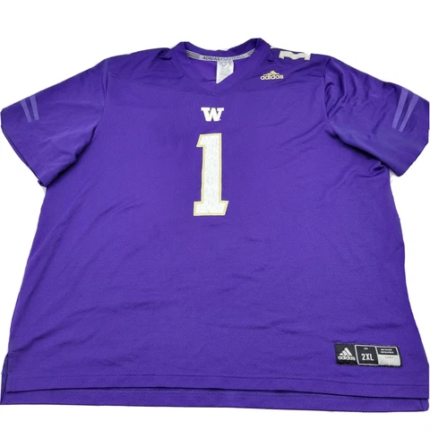 Adidas Climalite Men's 2XL Purple Washington Huskies #1 Football Jersey EUC Cover