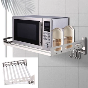 Microwave Oven Rack Wall Mount Oven Bracket Stainless Steel Cooker Holder Shelf - Picture 1 of 12