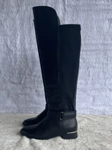 Call It Spring Women’s Boots Size 6 Stretch Back Over The Knee Black Vegan - Picture 1 of 10