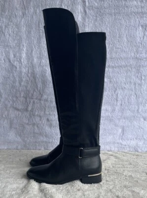 Call It Spring Women’s Boots Size 6 Stretch Back Over The Knee Black Vegan - Image 1 of 4