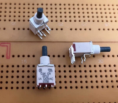1A SPDT ON-(ON) Pushbutton Switch Silver Horizontal PCB C&K EP12 Multi Qty - Image 1 of 4