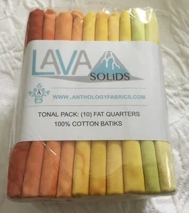 Anthology Fabrics Lava Solids 10 Batik Fat Quarter Bundle - Tonals “Sunshine” - Picture 1 of 2