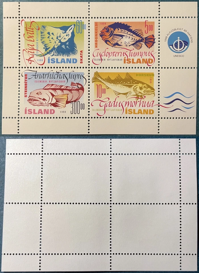 Сувенирный лист Iceland 1998 FISH SC-859A как новый без наклеек и следов оригинальный No W23 — продавец из США - Изображение 1 из 1