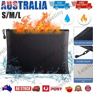 1/3x Fireproof Money Bag Waterproof Safe Cash Box Document Bag File Pouch Holder - Picture 1 of 18
