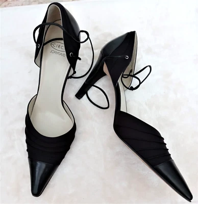 CIRCA JOAN & DAVID Avalon Mujer Cuero y Satén Negro Puntera Punta Bomba 10M en Caja Foto 1 de 4