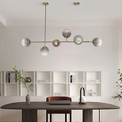 6-Light Modern Gold Linear Globe Ceiling Light Pendant Lamp Sputnik Chandelier - Image 1 of 4