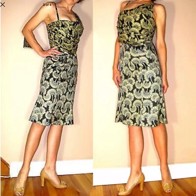Vestido vintage $690 Just Cavalli Italia Y2K mezcla de seda negro dorado logotipo 42 6-8 nuevo con etiquetas Foto 1 de 3