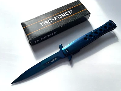 TF-884BL TAC-FORCE Titanium Blue STILETTO Assisted Folding POCKET Knife New! - Image 1 of 4