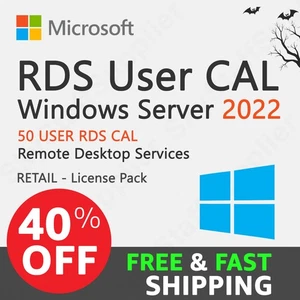 WINDOWS SERVER 2022 RDS [REMOTE DESKTOP SERVICES] 50 USER CAL NEW SEALED - Picture 1 of 14