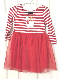 Vestido de tul a rayas manga larga Lilt Navidad FA La La La Llama para niños pequeños talla 3T - Imagen 1 de 7