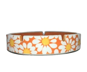 Vintage MCM Gänseblümchen Aschenbecher orange gelb Flower Power 60er/70er Jahre Groovy Keramik 6" A+! - Bild 1 von 12