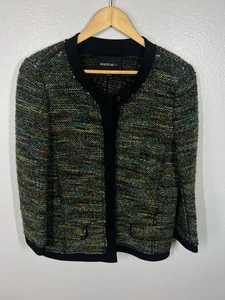 Lafayette 148 New York Black Autumn Multicolor Tweed Blazer Jacket Women’s Large - Picture 1 of 10