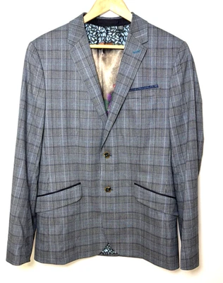 Ted Baker London  Jacket Size 4 {40} Sport Coat Blazer Blue Gray Lined Rooster - Image 1 of 4
