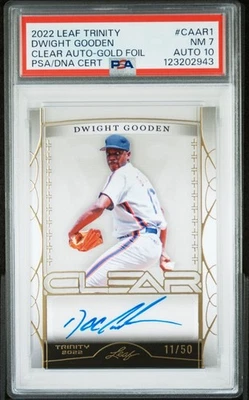 💥2022 Leaf Trinity Dwight Gooden Doc NY Mets SSP /50 CLEAR Auto PSA 10!💥 - Image 1 of 3