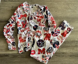 Conjunto de pijama Ole Miss Rebels estampado Toile LS ropa de dormir para mujer botón M - Imagen 1 de 5