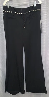 NUEVO CON ETIQUETAS Bisou Bisou Negro Pierna Ancha Vestido Pantalones Talla 12 Foto 1 de 4